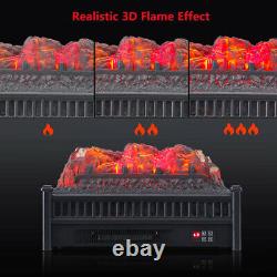 Electric Fireplace Metal Frame LED Fire Wood Ember Bed Logs Burner Heater Stove