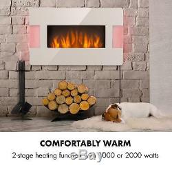 Electric Fireplace Space heater Living room Wall Mount 2000W Modern Remote
