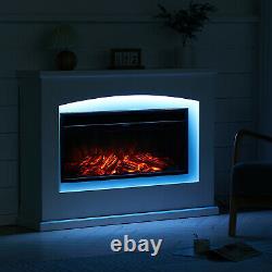 Electric Fireplace Suite 34 Fire Surround Suit Set with 7 Colour LED Mood Light