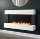 Electric Fireplace In White With Led Flames And Remote Control
