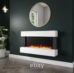 Electric Fireplace in White with LED Flames and Remote Control