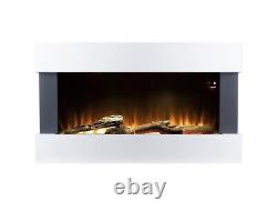 Electric Fireplace in White with LED Flames and Remote Control
