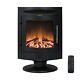 Electric Freestanding Curved Stove Fire Heater In Black With Remote Control 2kw