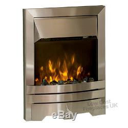 Electric Modern Silver Remote 2kw Flame Coal Pebble Insert Inset Fireplace Fire