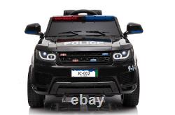 Electric Police Ride on car with Remote Control Black 12V