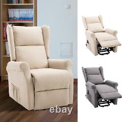 Electric Power Rise Linen Fabric Recliner Armchair Functional with Remote Control