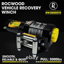 Electric Winch 3000lbs 12v RocwooD Steel Heavy Duty Fairlead Remote Control