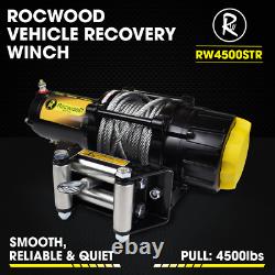 Electric Winch 4500lbs 12v RocwooD Steel Heavy Duty Fairlead Remote Control