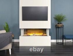 Electric fire and Pre-Built Media Wall Fireplace Package with remote control