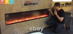 Electric fire ignite 50 wide edge to edge glass, wall hung or wall inserted