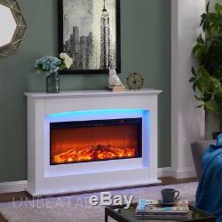 Elegant Electric Fireplace White or Black Remote Control Traditional Design