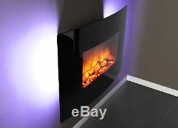 Endeavour Fires Egton Wall Mounted Electric Fire, Black Curved Glass
