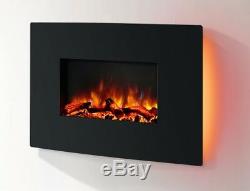 Endeavour Fires Egton Wall Mounted Electric Fire, Black Curved Glass