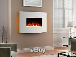 Endeavour Fires Egton White Wall Mounted Electric Fire, White Curved Glass