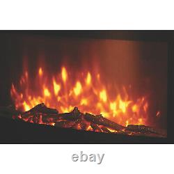 Essentials Electric Fire Black Glass Wall Mounted LED Remote Control 2 kW 240V