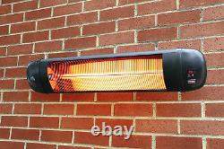 Firefly 2kW Electric Patio Heater Infrared Wall Outdoor Garden w Remote Control