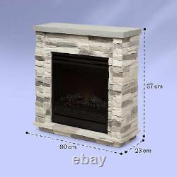 Fireplace Electric Heater Freestanding Indoor Polystone Timer Remote 1800 W Grey