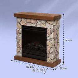 Fireplace Electric Heater Freestanding Indoor Polystone Timer Remote LED 1800 W