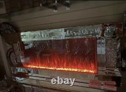Fireplace Wall Hung Crushed Diamond Mirrored Glass Sparkly 130x20x55cm