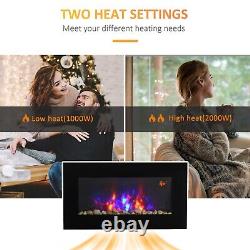 Flame Effect Electric Heater Wall Mount Artificial Fireplace with Remote Control
