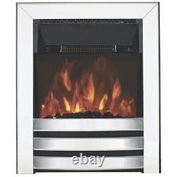 Focal Point Electric Fire Heater Chrome Fan Flame Effect Remote Control 2 kW