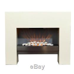 Free Standing Electric Fire MDF White Surround Fireplace Flicker Living Flame