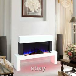 Free Standing Electric Fireplace LED Flame Glass Heater Fire Suite withRemote WIFI