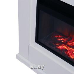 Free Standing Electric Led Fireplace White Surround Fire Log Flame Heater 34 in