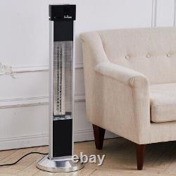 Freestanding Electric Patio Heater 3 Heat Settings Remote Control Indoor Outdoor