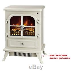 Galleon Fires, AGENA, Electric Stove, LED FLAME, Remote Control, TIMER- Cream