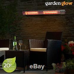 Garden Glow 3KW Wall Mounted Patio Heater Electric Halogen Outdoor Fire & Remote
