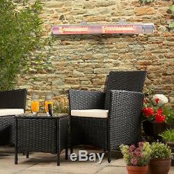 Garden Glow 3KW Wall Mounted Patio Heater Electric Halogen Outdoor Fire & Remote