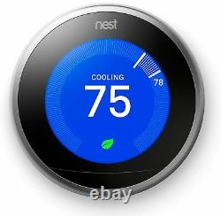 Google Nest 3rd Generation Smart Learning Thermostat Wi-Fi Stainless Steel
