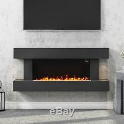 Grey 2kW Electric Fireplace Suite with Wooden Surround Remote Control LED Flame