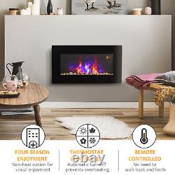 HOMCOM 1000With2000W Electric Wall Fireplace LED Flame Effect Timer Remote Heater