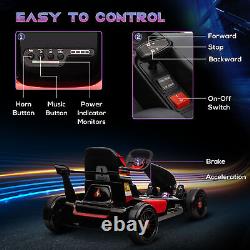 HOMCOM 12V Electric Go Kart with Remote Control, Light, Music, Horn Black