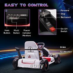 HOMCOM 12V Electric Go Kart with Remote Control, Light, Music, Horn White