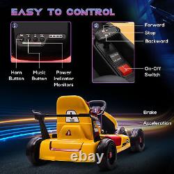 HOMCOM 12V Electric Go Kart with Remote Control, Light, Music, Horn Yellow