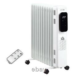 HOMCOM 2720W Oil Filled 11 Fin Portable Radiator with Remote Control Timer-White