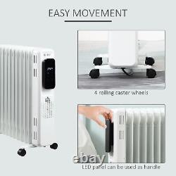HOMCOM 2720W Oil Filled 11 Fin Portable Radiator with Remote Control Timer-White