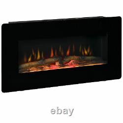 HOMCOM Electric Fireplace Heater Wall-Mount With Flame Effect Remote Control Timer