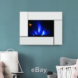 HOMCOM Electric Fireplace Heater Wall Mount With Remote Control Flame Effect