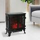 Homcom Freestanding Electric Fireplace Heater With Led Flame Effect Remote Control