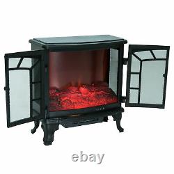 HOMCOM Freestanding Electric Fireplace Heater with LED Flame Effect Remote Control