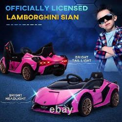 HOMCOM Lamborghini SIAN 12V Kids Electric Ride On Car Toy with Remote Control Pink