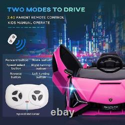 HOMCOM Lamborghini SIAN 12V Kids Electric Ride On Car Toy with Remote Control Pink