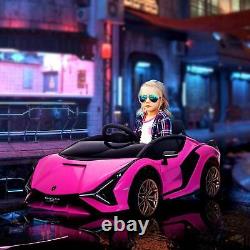 HOMCOM Lamborghini SIAN 12V Kids Electric Ride On Car Toy with Remote Control Pink