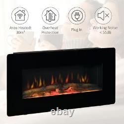 HOMCOM Wall-Mounted Electric Fireplace Remote Control & Timer Included