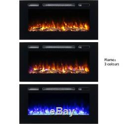 Hawnby Recessed Electric Fire 220/240Vac, 1&2kW, Log Set & Crystal, Black