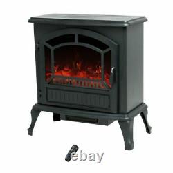 House Additions Electric Stove Fireplace Remote Control Free Standing, Black